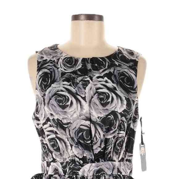 Kate Young Target Cocktail Dress 8 NWT Black Rose Floral Sheath Wedding Ruffle - Picture 3 of 10